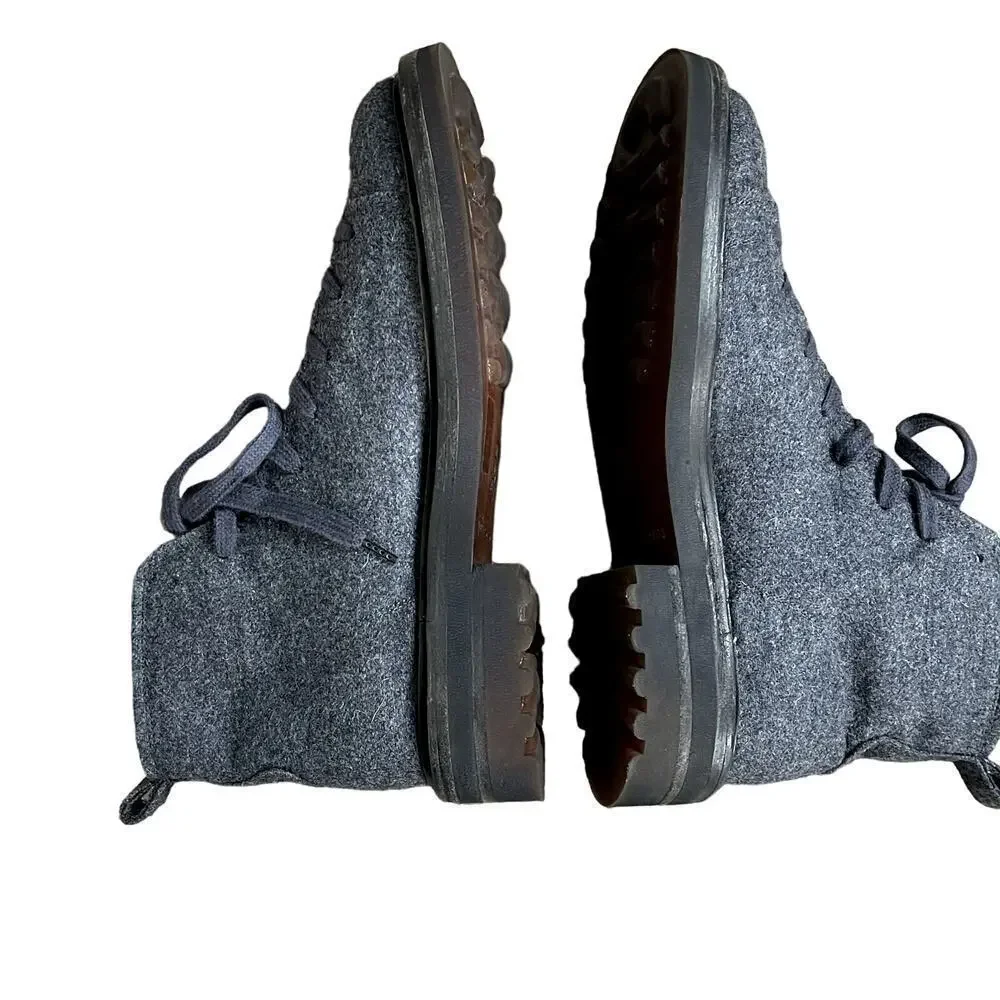 John Varvatos Mens Grey Wool Felt Lace Up Boots Lactae Hevea Sole F3772V2 8.5‎